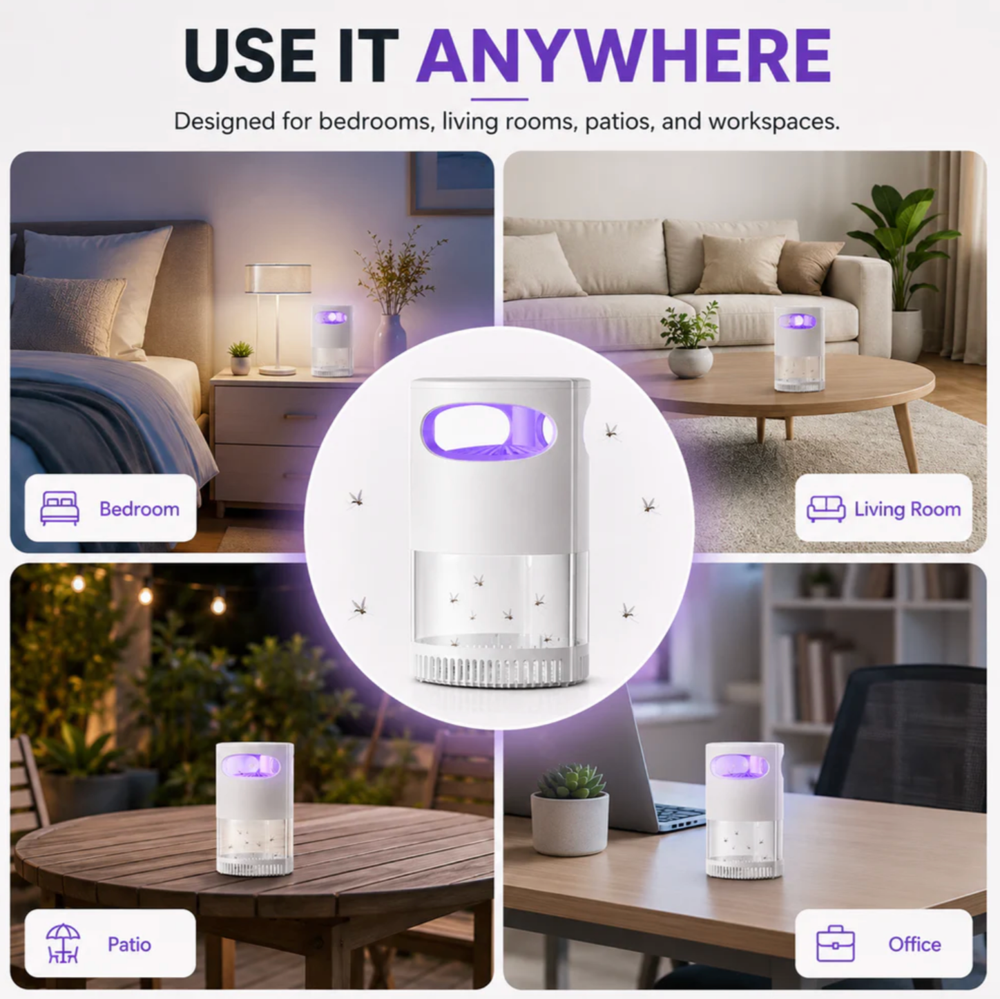 🦟SUMMER HOT SALE 50% OFF! 🔇UV Mosquito Killer Lamp – quiet, USB, chemical! 🌙