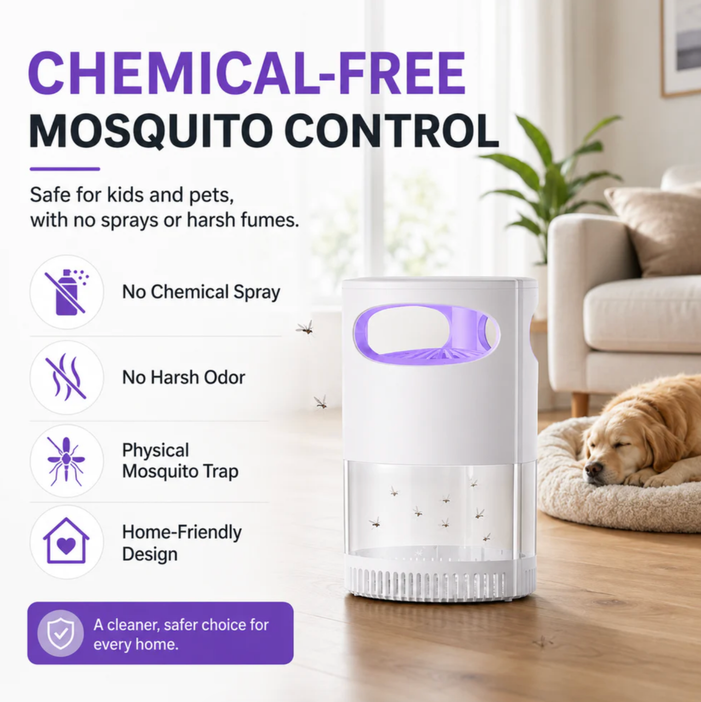 🦟SUMMER HOT SALE 50% OFF! 🔇UV Mosquito Killer Lamp – quiet, USB, chemical! 🌙